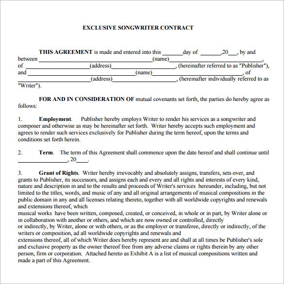 music producer contract template